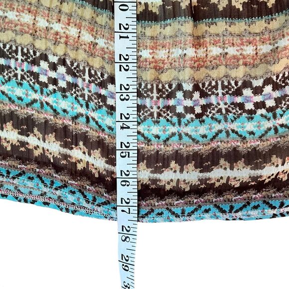 YA Los Angeles Size M Strapless Silk Southwest Print Mini Dress Leather Lace - Picture 6 of 10